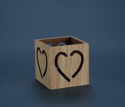 Nuova Vita Ξύλινο Κουτάκι Καρδιά (6,5x6,5x6,5cm) - ZL17E1080