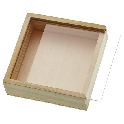 Ξύλινο Κουτάκι με Πλέξι (8x8x2,5cm) - NU2214