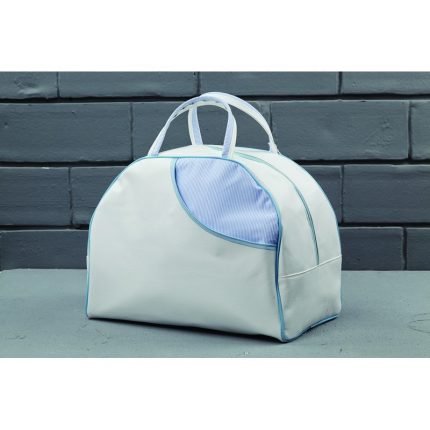 Τσάντα Βάπτισης Nuova Vita, Δερμάτινη, Λευκή με Σιέλ (42x24x32cm) - 520