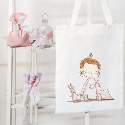 Τσάντα με Σετ Λαδιού Βάπτισης Baby Girl ΖΤ409 (35 x 41 x 70 cm.)