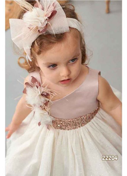 Βαπτιστικό Φορεματάκι Ροζ Παγιέτα για κορίτσι 22204, Bonito