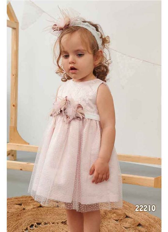 Βαπτιστικό Φορεματάκι Ροζ Δαντέλα για κορίτσι 22210, Bonito