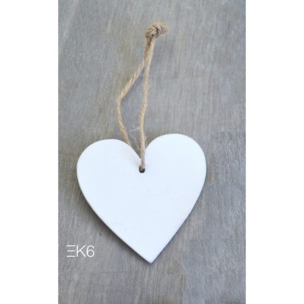 Λευκή Ξύλινη Καρδιά με Σχοινί (50τμχ) | ΞΚ6