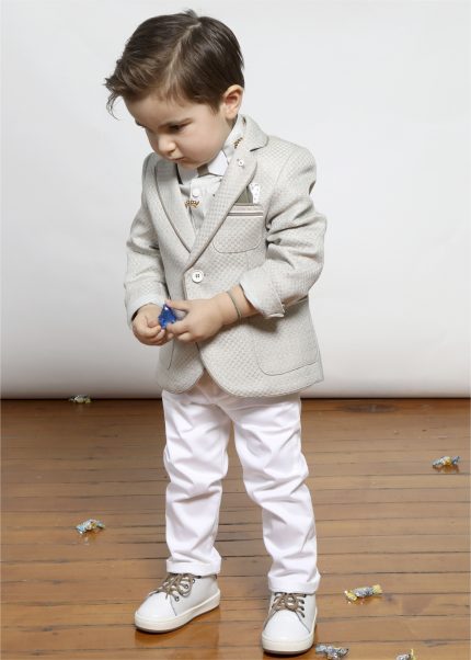 Βαπτιστικό κοστουμάκι για αγόρι Άμμος-Λευκό Α4429ΑΛ, Mi Chiamo