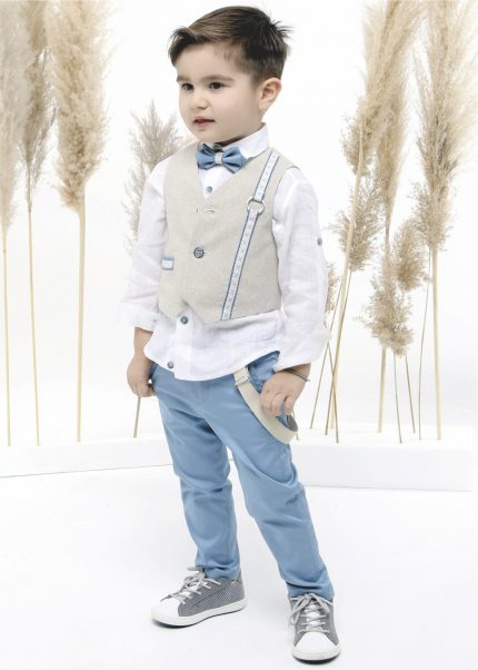 Βαπτιστικό κοστουμάκι για αγόρι Σιέλ-Γαλάζιο Α4460, Mi Chiamo
