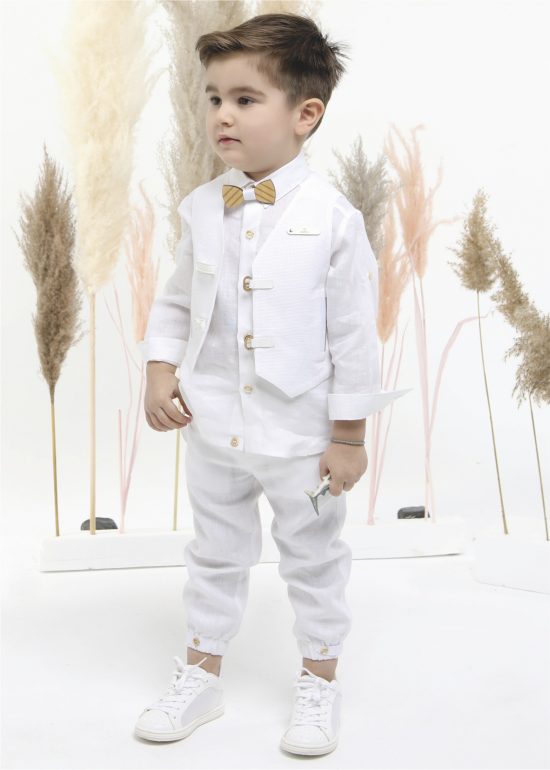 Βαπτιστικό κοστουμάκι για αγόρι Λευκό Α4495, Mi Chiamo