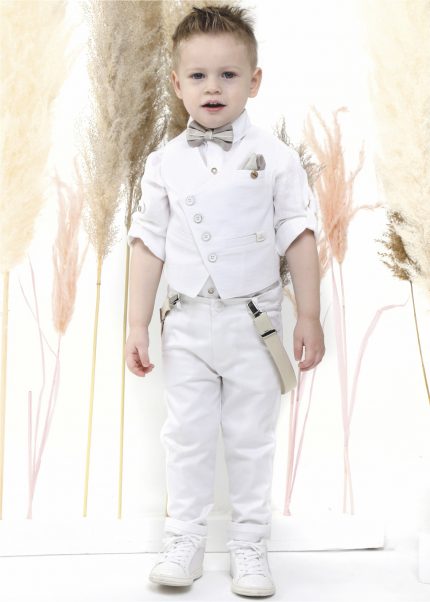 Βαπτιστικό κοστουμάκι για αγόρι Λευκό Α4500, Mi Chiamo