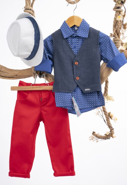 Βαπτιστικό Κοστουμάκι για αγόρι Μπλε-Κόκκινο ΑΕ28 Mak Baby