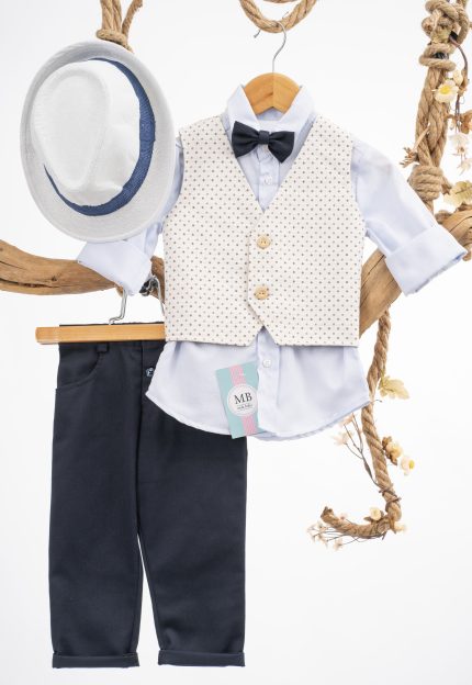 Βαπτιστικό Κοστουμάκι για αγόρι Μπλε-Ιβουάρ ΑΕ47 Mak Baby