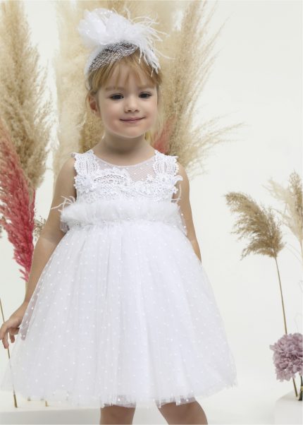Βαπτιστικό φορεματάκι για κορίτσι Λευκό Κ4518Φ-Λ, Mi Chiamo