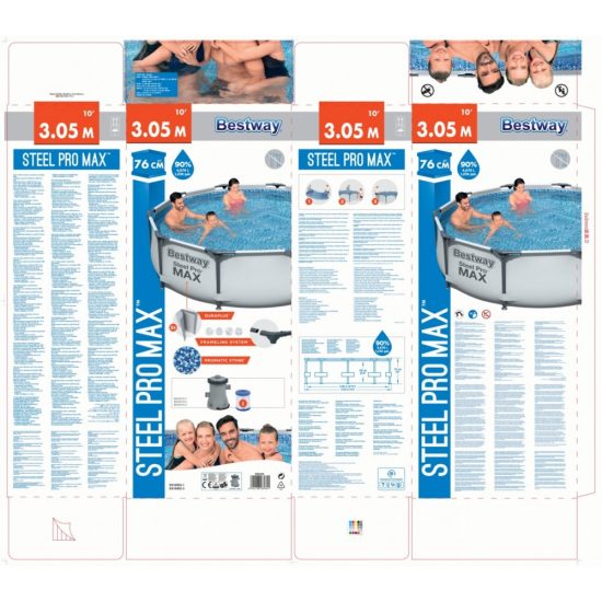 Πισίνα Κήπου Filter pomp 56408 Steel Pro Pool Frame Pool 3.05m x 76cm 6942138981841 - Bestway