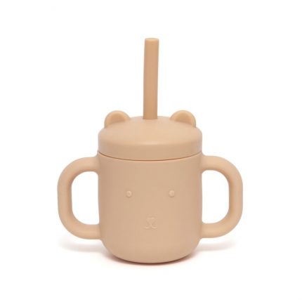 Ποτήρι Σιλικόνης με Καλαμάκι Honey Peach 175ml - Petit Monkey