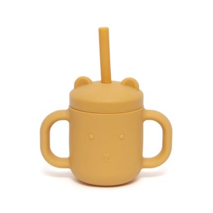 Ποτήρι Σιλικόνης με Καλαμάκι Ochre 175ml - Petit Monkey