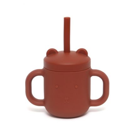 Ποτήρι Σιλικόνης με Καλαμάκι Baked Clay 175ml - Petit Monkey