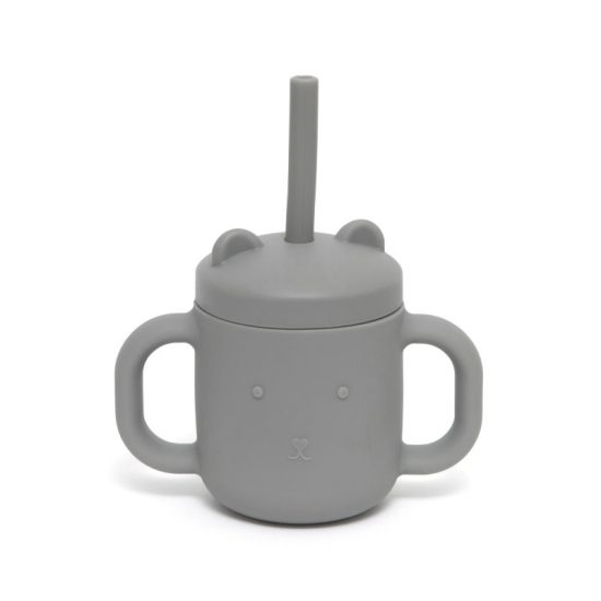 Ποτήρι Σιλικόνης με Καλαμάκι Pewter Green 175ml - Petit Monkey