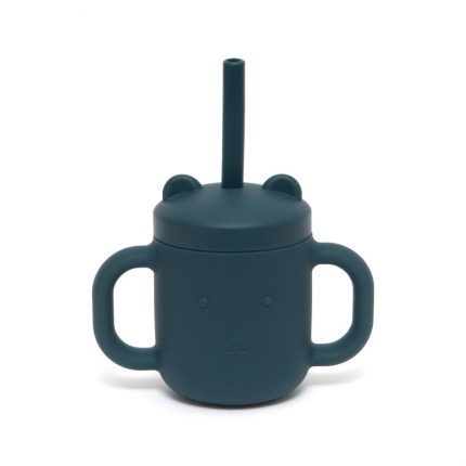 Ποτήρι Σιλικόνης με Καλαμάκι Balsam Blue 175ml - Petit Monkey