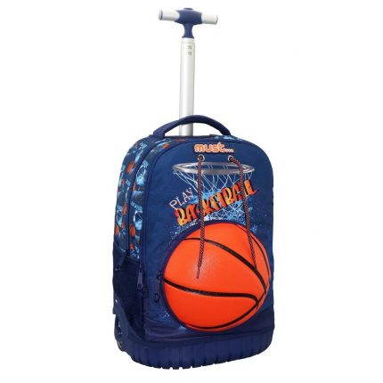 Σχολική Τσάντα Τρόλεϊ Δημοτικού Premium Basketball 3 Θήκες (31x20x47εκ) Must 5205698506178