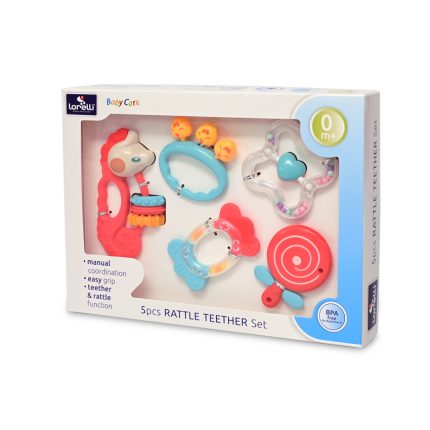 Lorelli Σετ Μασητικά και Κουδουνίστρες Rattle - Teether 5τμχ White 0m+ 1021075