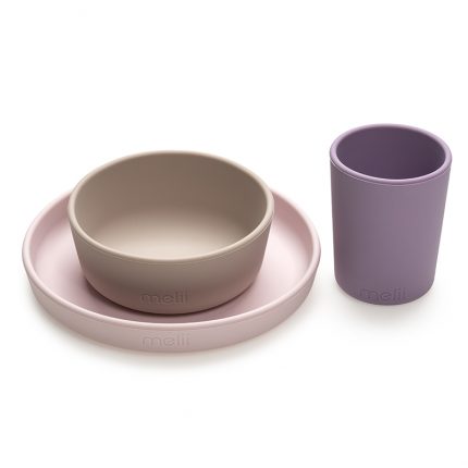Σετ Φαγητού Σιλικόνης Purple-Grey-Pink (420ml-200ml) 6m+ - Melii