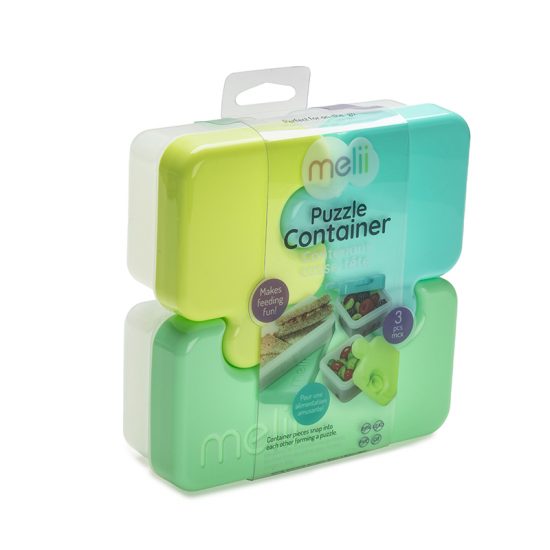 Φαγητοδοχείο Παζλ Lime-Mint-Blue (200ml-450ml) - Melii  (Δοχείο Φαγητού Πλαστικό Πολύχρωμο)
