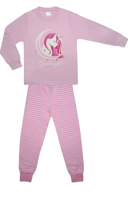 Πιτζάμα Παιδική Χειμερινή με Τύπωμα Goodnight για Κορίτσι Ροζ, Βαμβακερή 100% - Pretty Baby