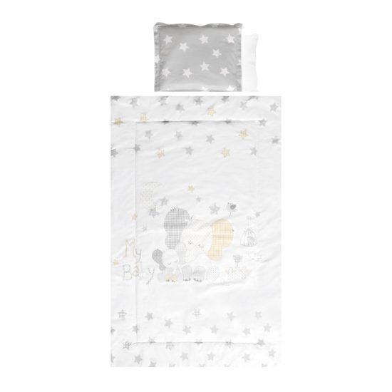 Lorelli Σετ προίκας μωρού 4 τμχ Ranforce Grey Elephants Stars 20800024701