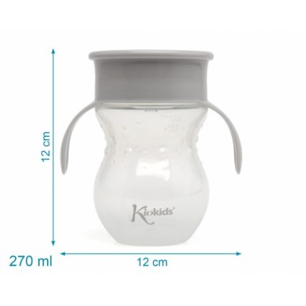 Ποτηράκι Εκπαιδευτικό 270ML Grey 6m+ - Kiokids