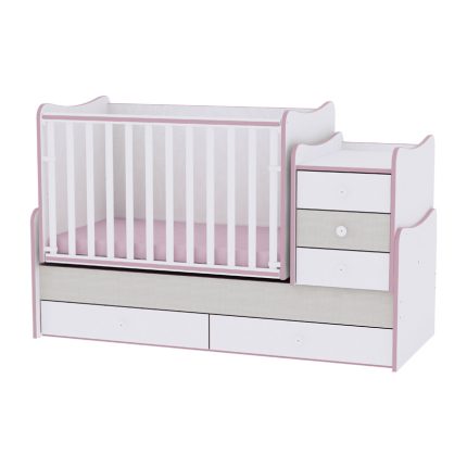 Lorelli Κρεβάτι Μετατρεπόμενο Maxi Plus White & Pink Crossline 10150300032A