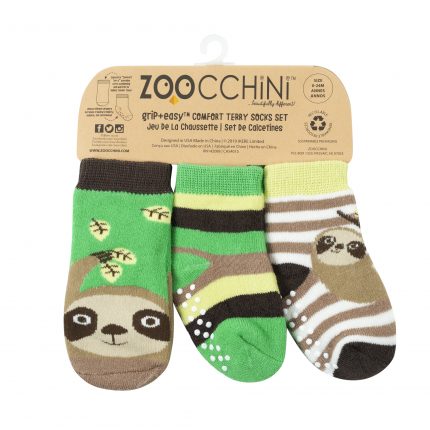 GRIP+EASY™ Καλτσάκια Silas the Sloth (3 τεμ) (0-24m) - Zoocchini
