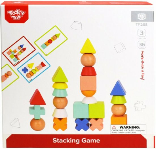 Ξύλινο Παιχνίδι Στοίβαξης με Σχήματα και Κάρτες 36τμχ TF268 6972633371168# 3+  - Tooky Toy