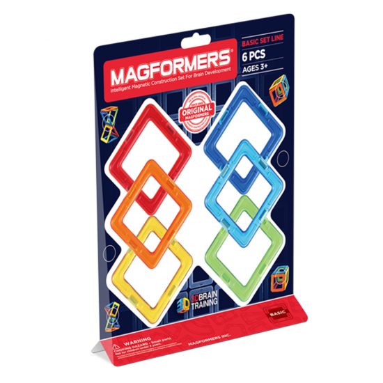 Μαγνητικά Τουβλάκια Κατασκευών Τετράγωνα 6τμχ 64.018# 3+, MagFormers