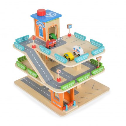 Ξύλινο Γκαράζ Αυτοκινήτων 3 Όροφοι 1085 Wooden 3 Storey Garage 25τμχ 3800146223144 - Moni Toys