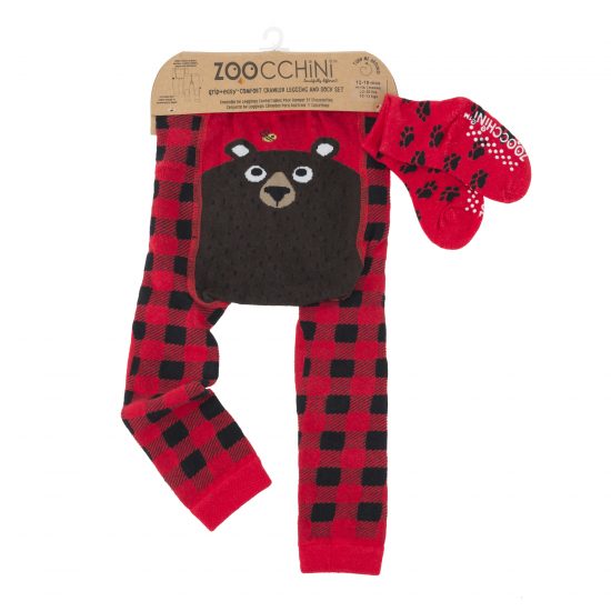 Grip+Easy Crawler Pants & Socks Set – Bosley the Bear - Zoocchini