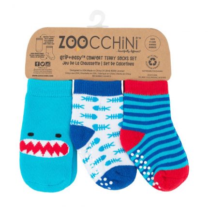 GRIP+EASY™ Καλτσάκια Σέρμαν ο Καρχαρίας (3 τεμ) (0-24m) - Zoocchini