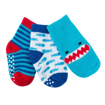 GRIP+EASY™ Καλτσάκια Σέρμαν ο Καρχαρίας (3 τεμ) (0-24m) - Zoocchini