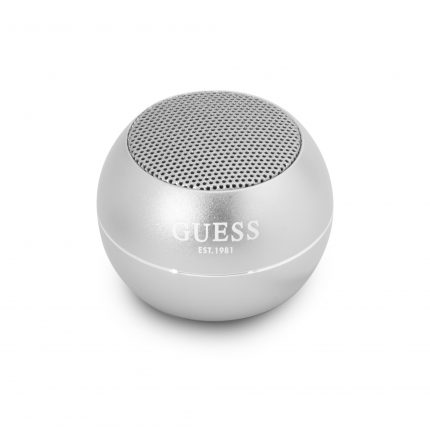 Guess Mini Φορητό Αλουμινένιο Ηχείο Bluetooth 3W με 4 ώρες Αυτονομία Ασημί