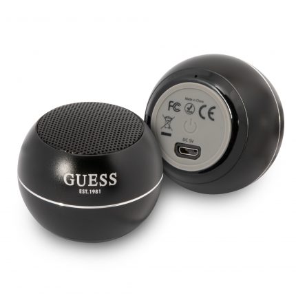 Guess Mini Φορητό Αλουμινένιο Ηχείο Bluetooth 3W με 4 ώρες Αυτονομία Μαύρο