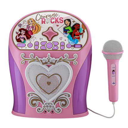 Disney Princess Bluetooth MP3 Boombox Karaoke & Ενσωματωμένο Μικρόφωνο για Παιδιά και Εφήβους με Μουσική, Φωτισμό, Sound Effects (Di-554DP) (Μωβ/Ροζ) - eKids