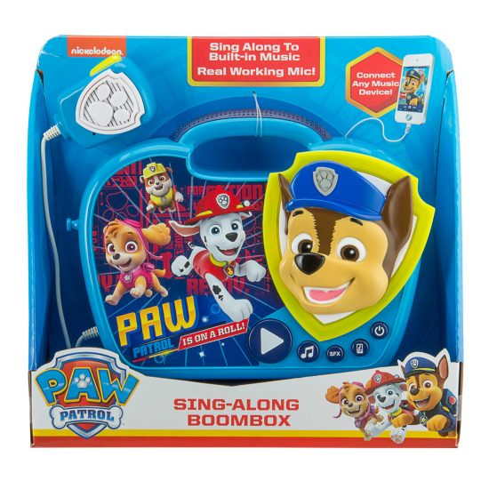 Paw Patrol Boombox Karaoke & Ενσύρματο Μικρόφωνο για Παιδιά με Ενσωματωμένη Μουσική, Φωτισμό, Sound Effects (PW-115) (Μπλε/Κίτρινο) - eKids