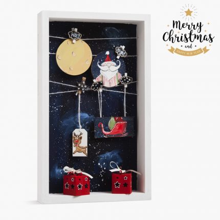 Ξύλινη χριστουγεννιάτικη διακοσμητική κορνίζα (30x6.5x 55cm)