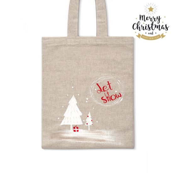 Χριστουγεννιάτικη ζωγραφιστή υφασμάτινη τσάντα (35x41cm)