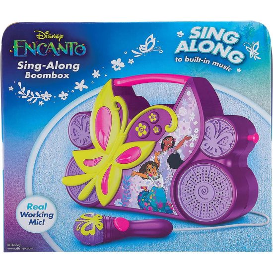 Encanto Boombox Karaoke & Ενσύρματο Μικρόφωνο για Παιδιά με Ενσωματωμένη Μουσική, Φωτισμό, Sound Effects (EN-115) (Κίτρινο/Μωβ/Ροζ) - EKids