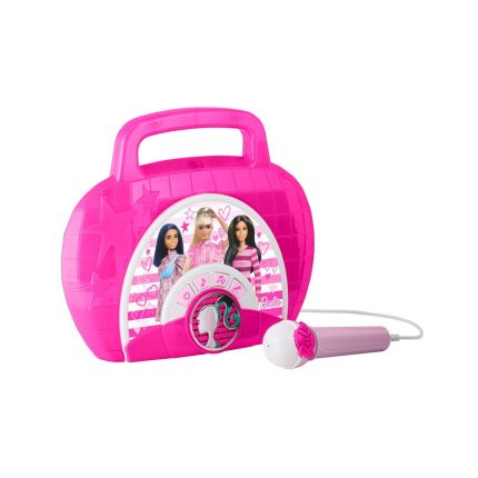 Barbie Boombox Karaoke & Ενσύρματο Μικρόφωνο για παιδιά με Ενσωματωμένη Μουσική, Φωτισμό, Sound Effects (BE-115)# (Μωβ/Λευκό) - eKids