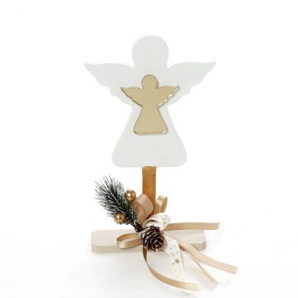 Χριστουγεννιάτικος Ξύλινος Άγγελος με Πλέξιγκλάς ΧΡ-2337 || Bellissimo
