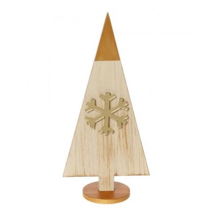 Ξύλινο Χριστουγεννιάτικο Δέντρο με Χρυσό Χιόνι ΧΡΣ-222 (29cm) | Bellissimo