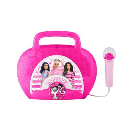 Barbie Boombox Karaoke & Ενσύρματο Μικρόφωνο για παιδιά με Ενσωματωμένη Μουσική, Φωτισμό, Sound Effects (BE-115)# (Μωβ/Λευκό) - eKids