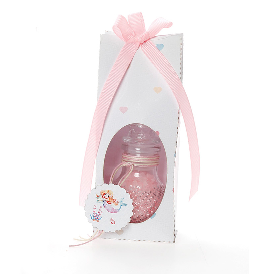 Χειροποίητη Μπομπονιέρα Βάπτισης Άλατα Μπάνιου σε Τσαντάκι με Ουράνιο Τόξο για Κορίτσια ΜΠΑ 488 (16χ6cm) 24τμχ || Bellissimo