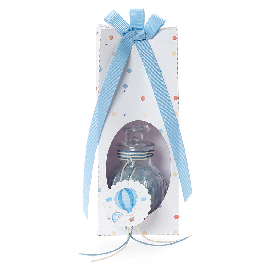 Χειροποίητη Μπομπονιέρα Βάπτισης Άλατα Μπάνιου σε Τσαντάκι με Αερόστατο για Αγόρια ΜΠΑ 486 (16χ6cm) 24τμχ || Bellissimo