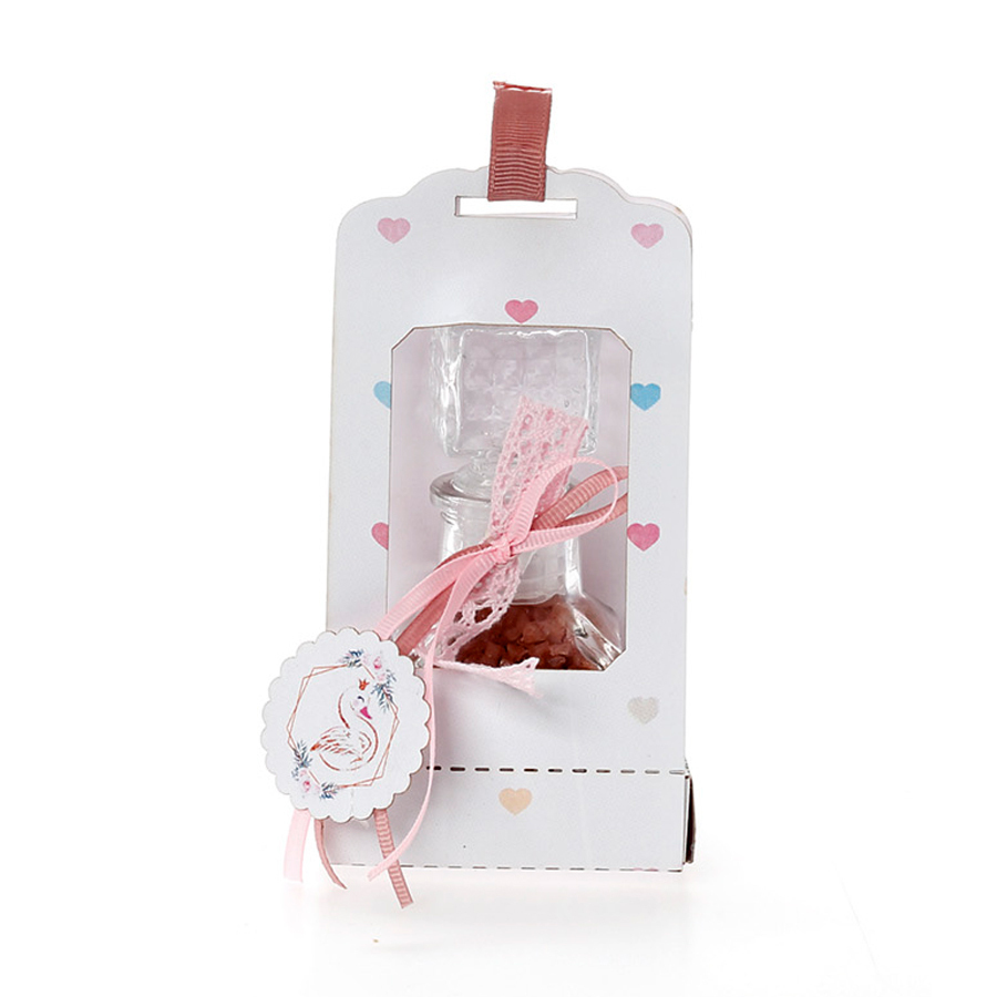 Χειροποίητη Μπομπονιέρα Βάπτισης Άλατα Μπάνιου σε Τσαντάκι με Κύκνο για Κορίτσια ΜΠΑ 491 (16Χ6cm) 24τμχ || Bellissimo