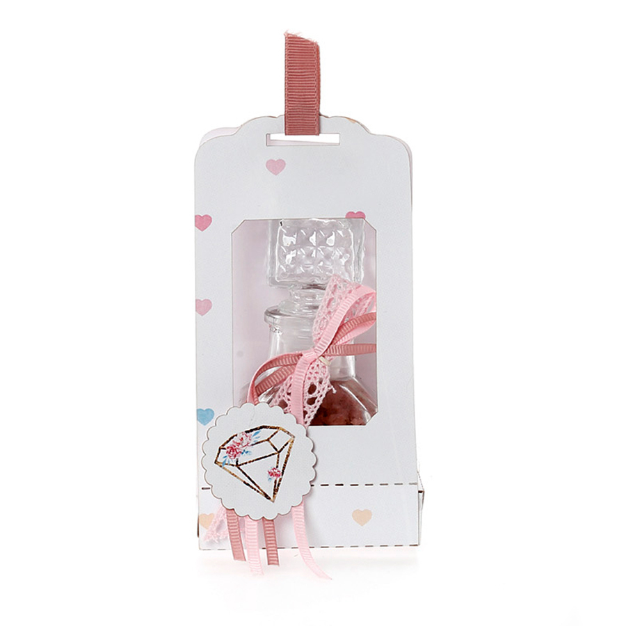 Χειροποίητη Μπομπονιέρα Βάπτισης Άλατα Μπάνιου σε Τσαντάκι Διαμάντι για Κορίτσια ΜΠΑ 489 (16Χ6cm) 24τμχ || Bellissimo